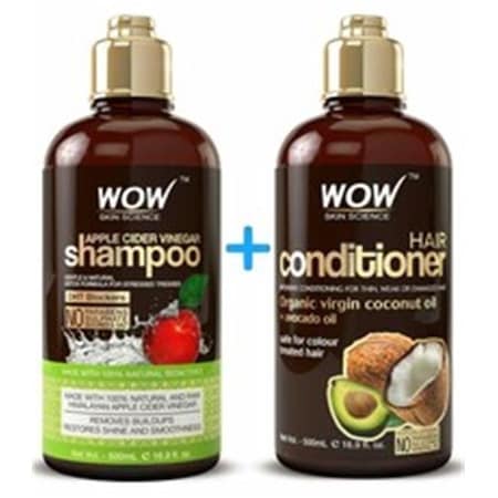 Wow W98645 Apple Cider Vinegar Shampoo & Coconut Oil Hair Conditioner Set - 16.9 Oz